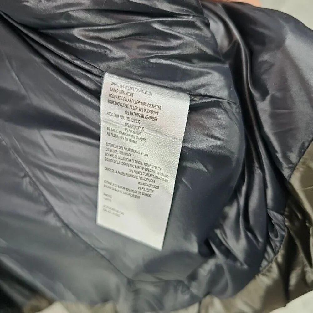 Calvin Klein Duck Down Puffer Jacket Womens Size M Brown Faux Fur Trim Hood - Picture 9 of 10